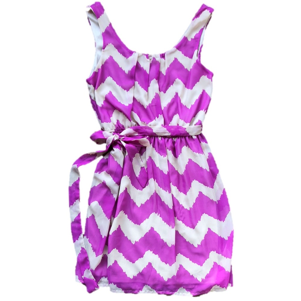 Pink and Beige Chevron Dress